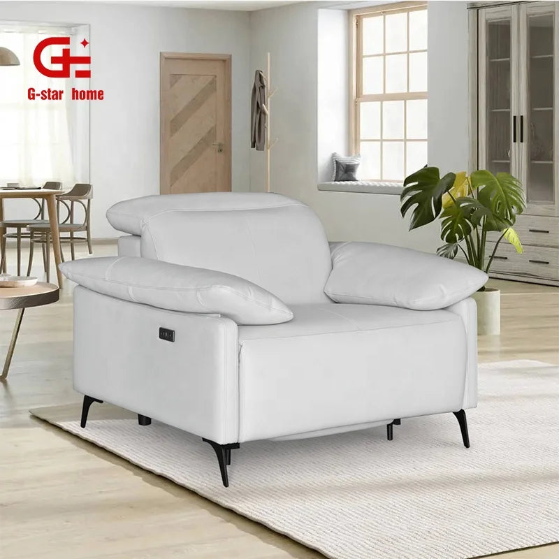 Custom Modern 3-2-1 Seater Electric Recliner Leather Sofa Set Extendable Japanese Style Fabric Upholstery Metal Frame for Living