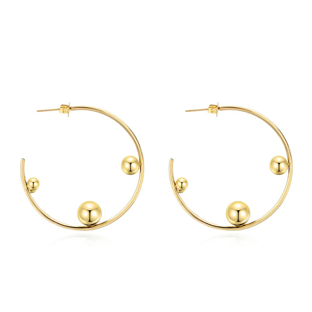 Geometric Line Hoop Earrings Gold Silver Color Stainless Steel Circle Hoop Earrings For Women Earrings Jewelry Brincos