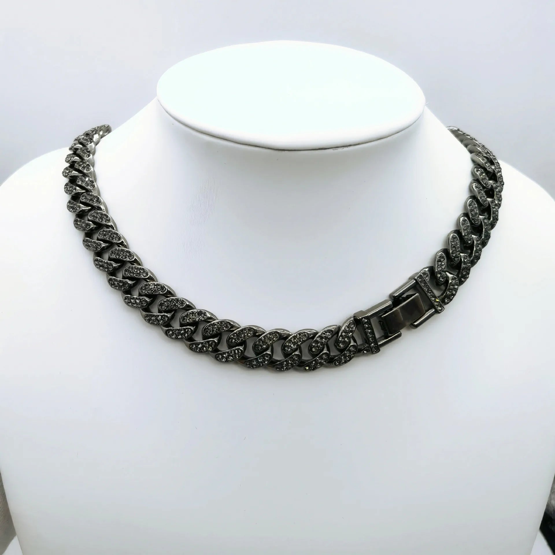 12mm Gun Black Color Full Miami Curb Cuban Chain CZ Bling Rapper Necklaces for Men Hip Hop Jewelry