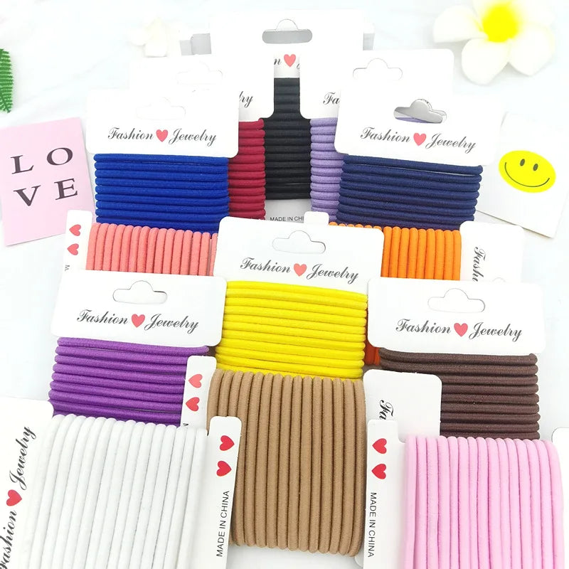 4MM Elastic Hair Tie Neutral Bright Colors No Metal Hair Bands for Women Durable Ponytail Holders for Thick Hair
