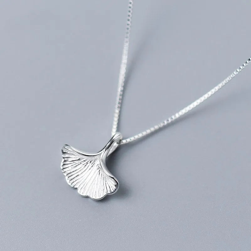 Gingko Leaf Pendant Party Statement Collar 925 Sterling Silver Necklaces Fine Jewelry for Women