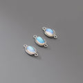 Rainbow Moonstone 925 Sterling Silver Oval Shape Bezel Connector With Double Loop for Bracelet Necklace Making