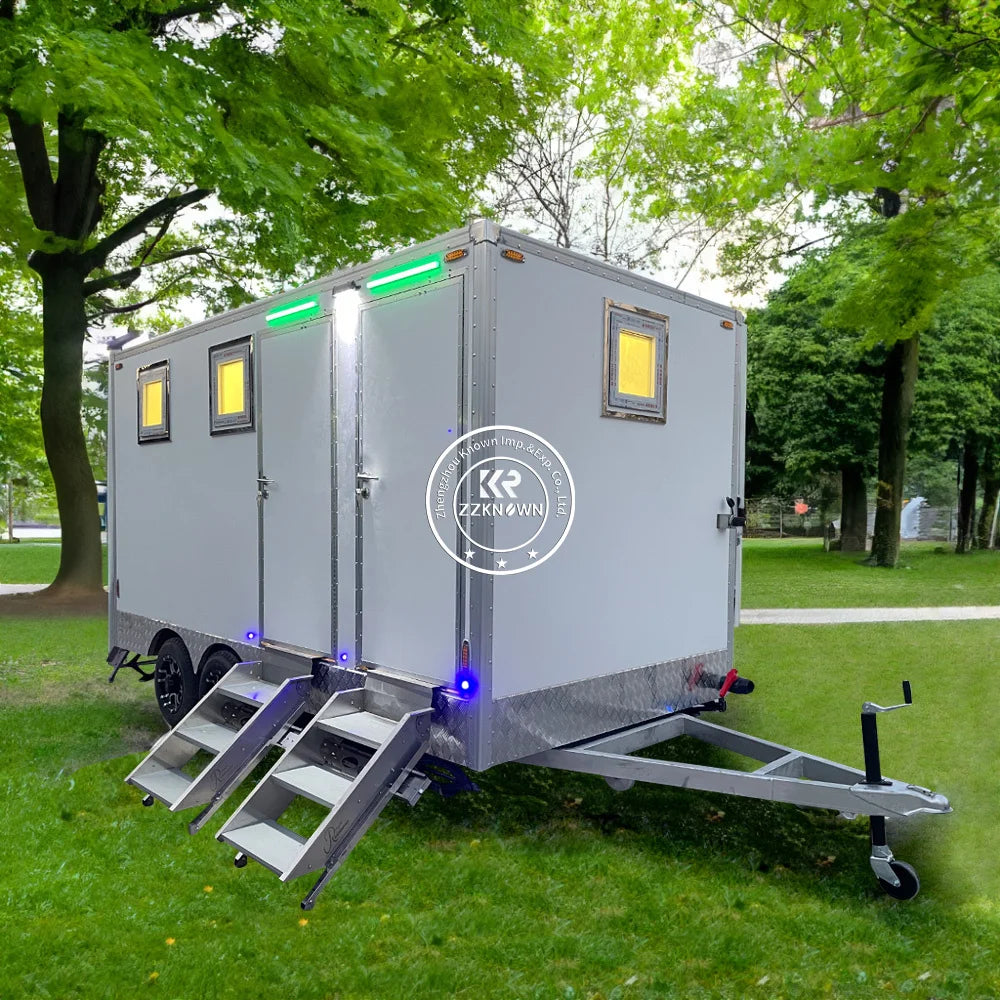 2 Station Prefab House Portable Bathroom Shower Rooms Outdoor Camping Mobile Toilet Trailer Luxury Restroom Trailer with DOT