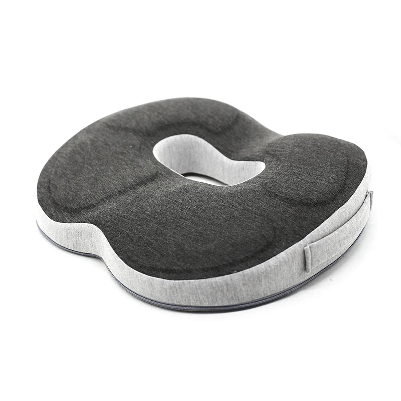 2026 Design New Pain Relief Office Essential Seat Cushion Customized Knitted Fabric Memory Foam Comfortable Hemorrhoid Cushion
