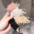 Dream Fashion RTS Casual Pastel Lace Chunky Organza Scrunchies Metal Pearl Rhinestone Women Party Hair Claw Clip 7cm
