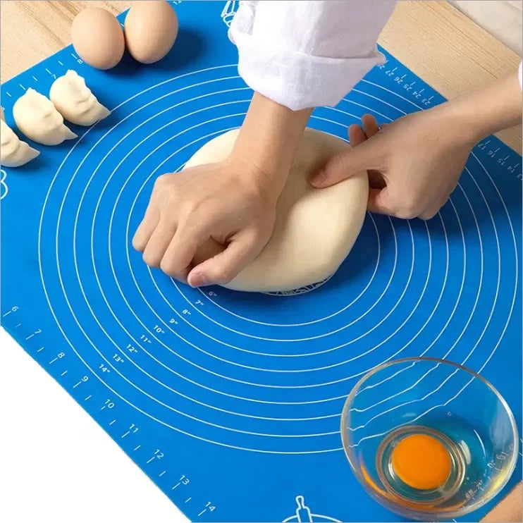 Adjustable Rolling Pin With Thickness Rings and Silicone Baking Mat Set Stainless Steel Roller Guides-Non Stick