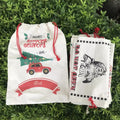 47*70cm Cotton Geometric Pattern Christmas Santa Sacks with Rope Handle Customizable Decoration Gift Bags