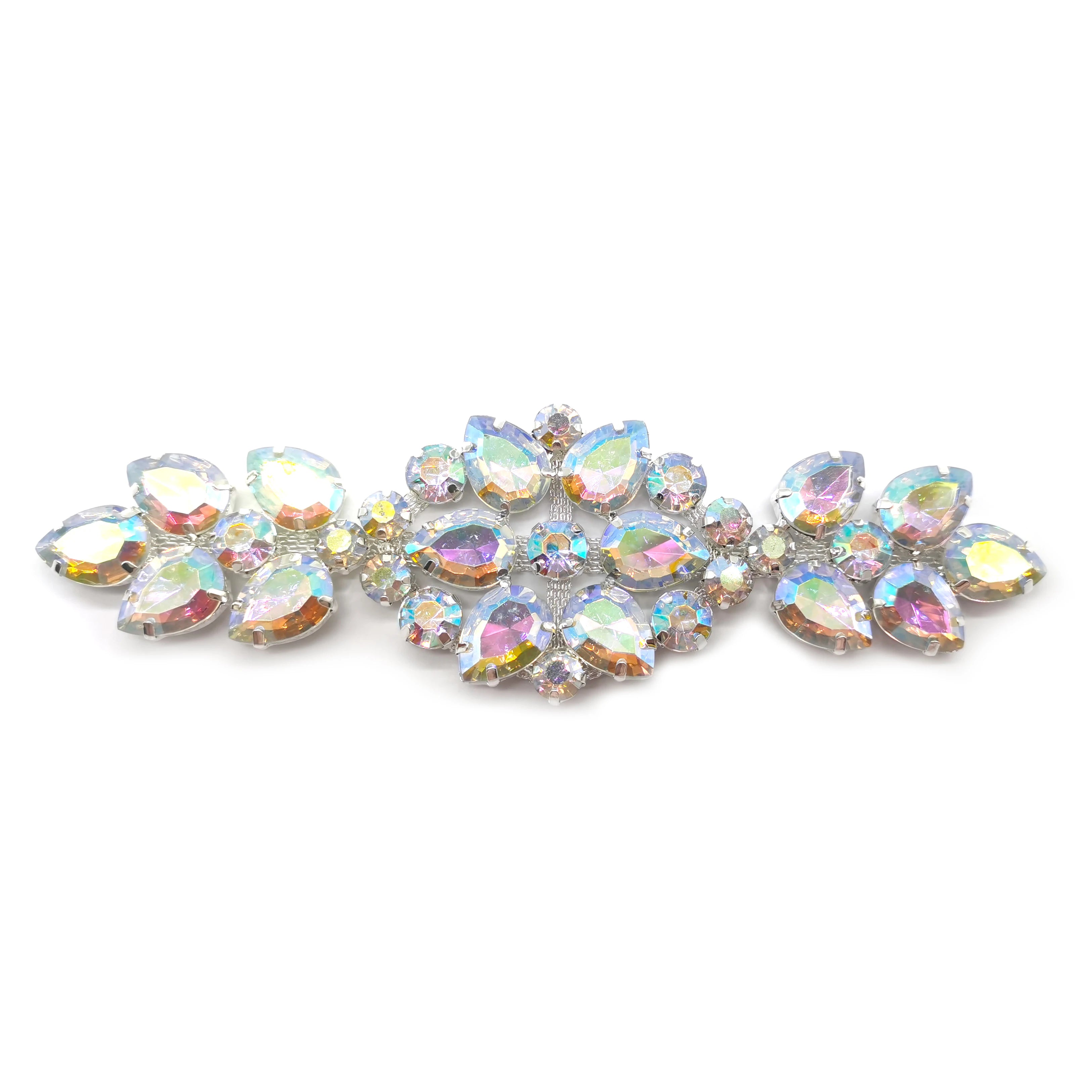 Sparkly Silver AB Rhinestone Acrylic Sew-On Bling Applique Crystal Rhinestone Patch for Sash