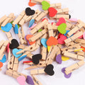 24pack Multi-color Rectangle Bamboo Wooden Eco-friendly Clothes Clips for Household Storage Organization Living Room Tools