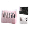 Private Label 8pcs Eyelash Extension Tweezers Storage Box Acrylic Organizer Tweezers Stand With Cover