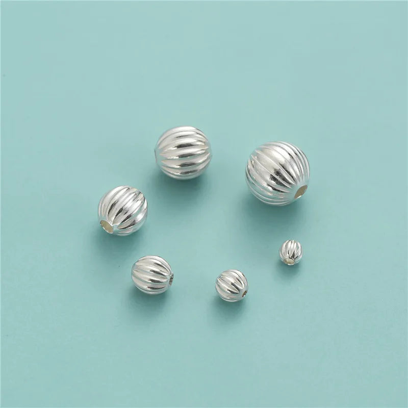 High Grade Diy Vintage 925 Silver Pumpkin Carved Beads Charms for Jewelry Bracelets Making