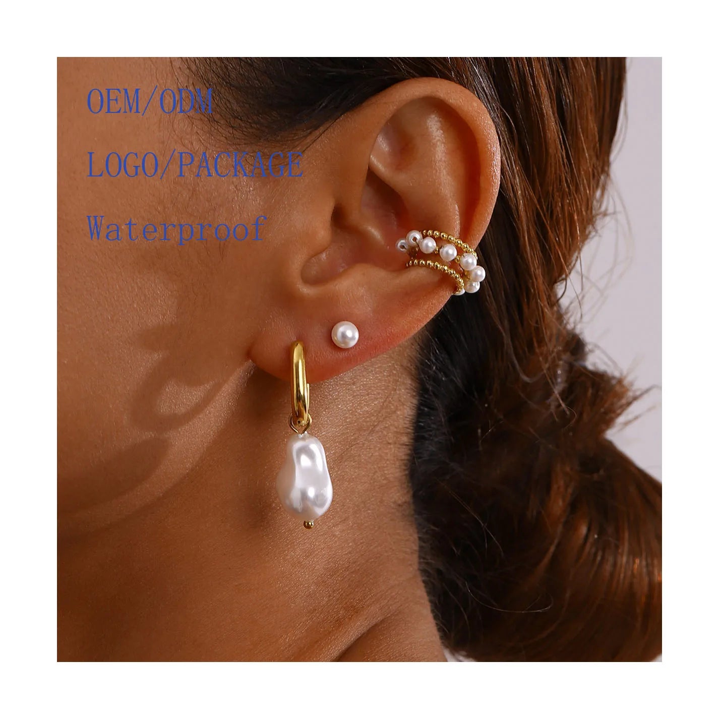 ERESI Wholesale Fashion Jewelry 3 Pcs Per Set Pearls Earring Stainless Steel Jewelry Simulated Pearl Stud Earrings for Women