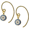 Fashion 925 Sterling Silver Drop Earrings Devil's Eye Full Diamond Blue White Zircon Gold Plated Hook Hoop Earrings Women