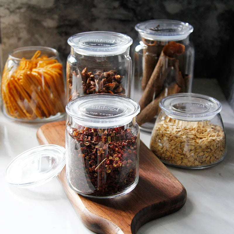 Sealed Glass Storage Jar Spices Bottle Tea Sugar Coffee Grains Food Container Box Nuts Can Kitchen Organizer Restaurant Supplies