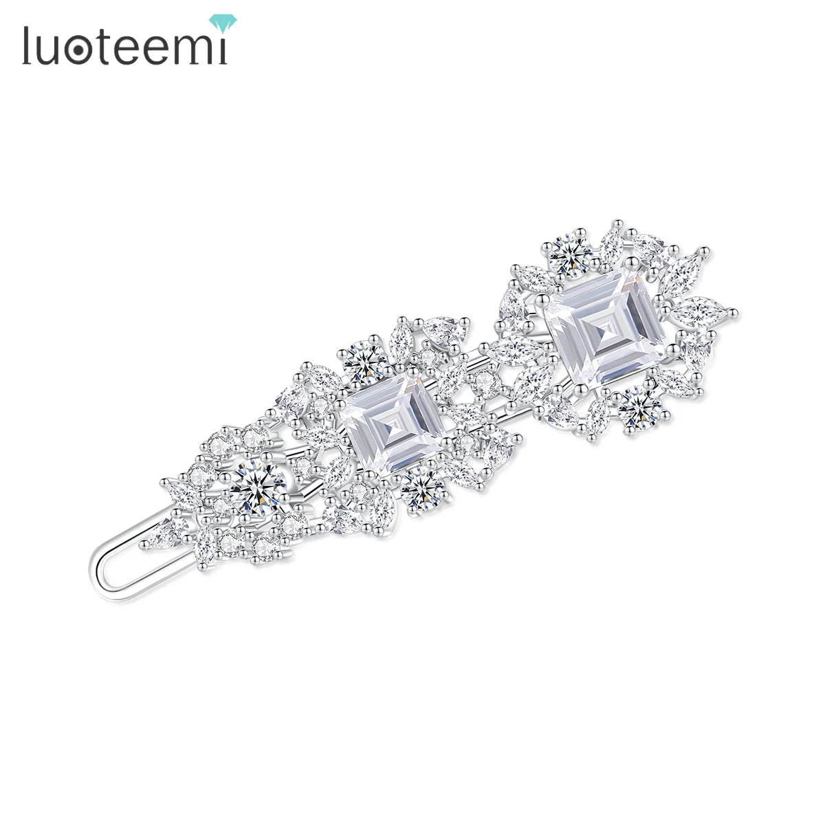 LUOTEEMI Cute CZ Crystal Accessories Metal Stylist Designer Clip Bridal for Girl Korean Hair Pin