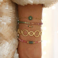 YF6263 Stainless Steel 18k Gold Plated Waterproof Threaded Ring Splicing Open Bracelet Colored Beaded Women Bracelets