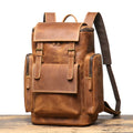 Wholesale Custom Fashion Genuine Leather Men's Backpack Bag New Design Vintage Style Zipper Waterproof Polyester for School Use