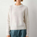 2026 Knitwear Manufacturer Custom Winter Women's White Soft Warren Wool Cashmere Blend Textured Crewneck Sweater for Women