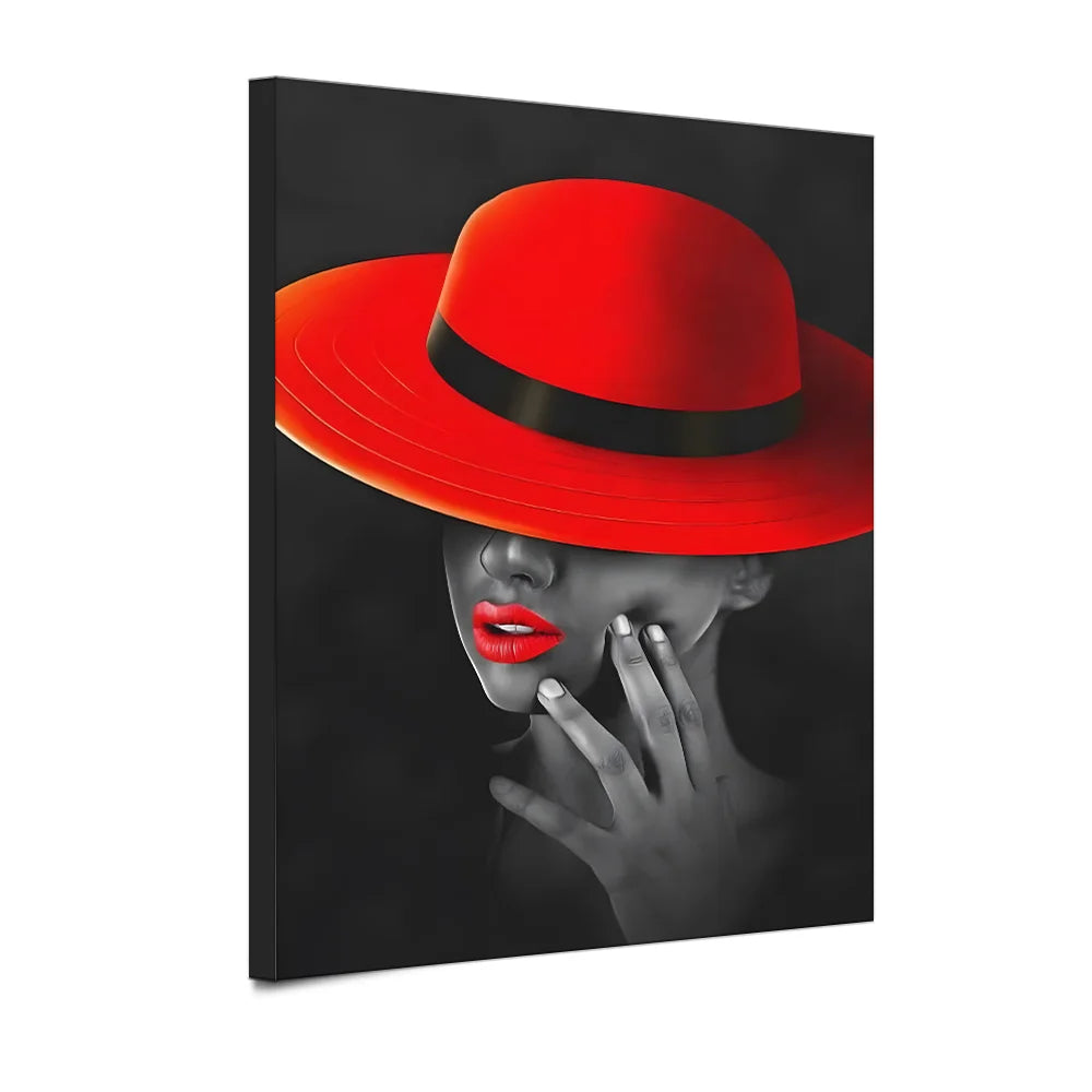 Black Women Wall Painting Canvas African Portrait with Hat  Prints  Oil Painting Machines on Canvas