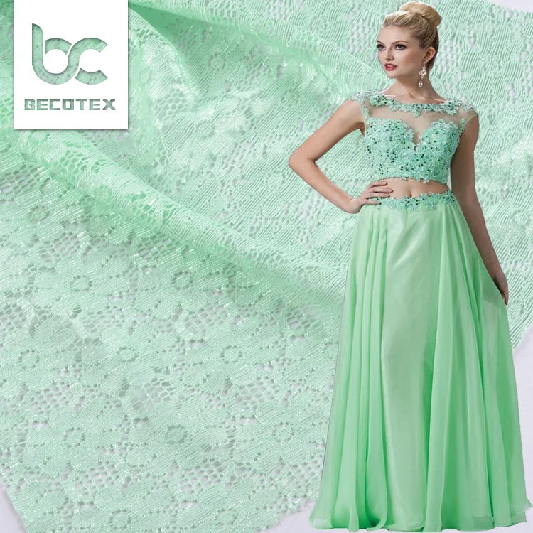 Factory Wholesale Swiss Tulle Lace Fabric Knit Floral Stretch Lace Fabric Wedding Dresses