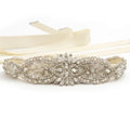 Hot Sale Crystal Rhinestone Belt Sash White Satin Wedding Dress Decoration Rhinestone Bridal Applique