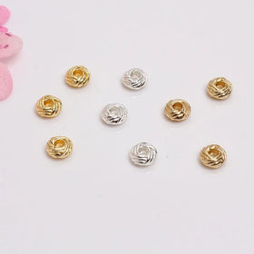 JS1707 Gold Silver Plated Woven Knot Spacer Jewelry Beadsthick Antique Gold Knot Twist Disc Beads for DIY Jewelry Making