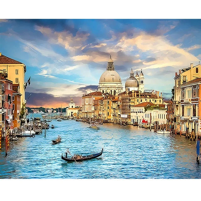 CHENISTORY 992556  Wholesale Diy Paint by Numbers Painting Venice Water City Scenery Painting by Number for Modern Wall Art