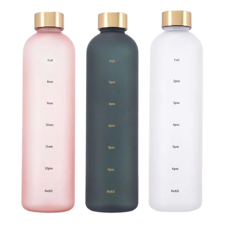 Custom Print Slim Design Sports GYM Tritan Water Bottle 32 oz 1000ml Fancy Time Plastic Water Bottle for  Back to School