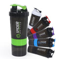 Custom Logo Bpa Free 500ml Black Three Layers Plastic Gym Fitness Protein Shaker Bottle Sport Gym Water Bottle with Tick Marker