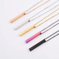 NS1387  Gold Rainbow Plated Stainless Steel Can Engrave Custom Stamping 3D Solid Vertical Bar Necklace Jewelry for Women Men