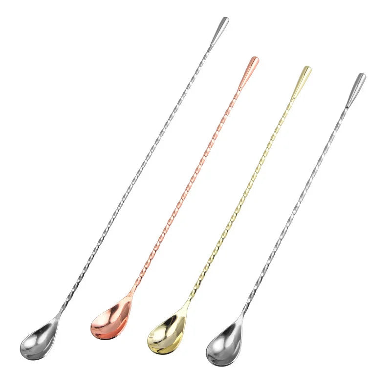 Teardrop Hot Sale Gold Rose Gold Black Stainless Steel 304 Shaker  Bar Long Handle Mixing Scoop Cocktail Stirring Spoon