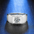 Factory Wholesale 925 Sterling Silver 1Carat VVS Moissanite Diamond Ring Light Luxury Men's Jewelry