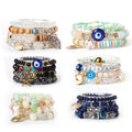 2025 Trendy Bohemia Sea Jewelry Women Shell Charms Starfish Pendant Elastic Beaded Stack Bracelet Sets for Men Gift