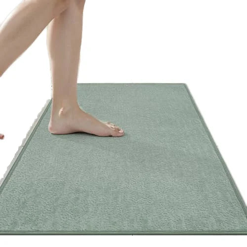 Uphome Ultra-Thin Quick Dry Non-Slip Bath Mats in Sage Green Rubber Backing 20"x30" Bathroom Rugs for Shower Tub Door Washable