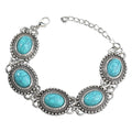 Summer New Fashion Trend Hip Hop Bracelet Elliptical Crack Exaggerated Charm Alloy Turquoise Bracelet for Women