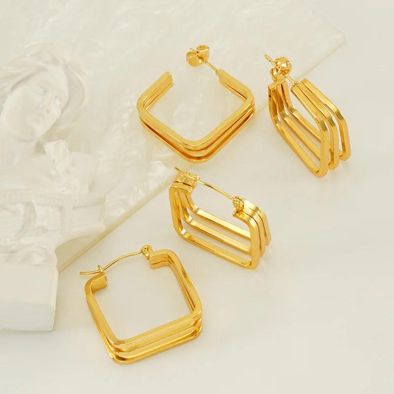 Retro Stainless Steel Geometric Irregular Earrings Stud Earrings Personalized Twisted Titanium Steel Earrings