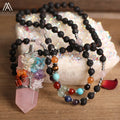 Tree of Life Pendant Necklace  Crystal Quartz Amethyst Aventurine Black Agate Opal Tiger Eye  Silver Jewelry