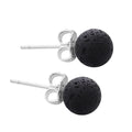 Wholesale Women's Classic Shape Ball Black Lava Drop Earrings 925 Silver Gift