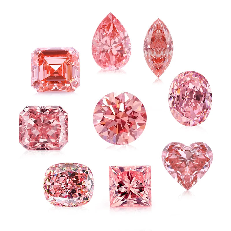 Starsgem Fancy Vivid pink Diamond Round Pear Emerald Cut Lovely pink Man Made CVD Diamond