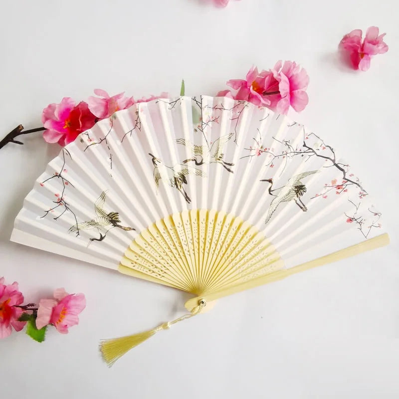 Promotional Gift Portable Plastic Hand Fan Custom Printed Folding Logo Bamboo Paper Hand Fan