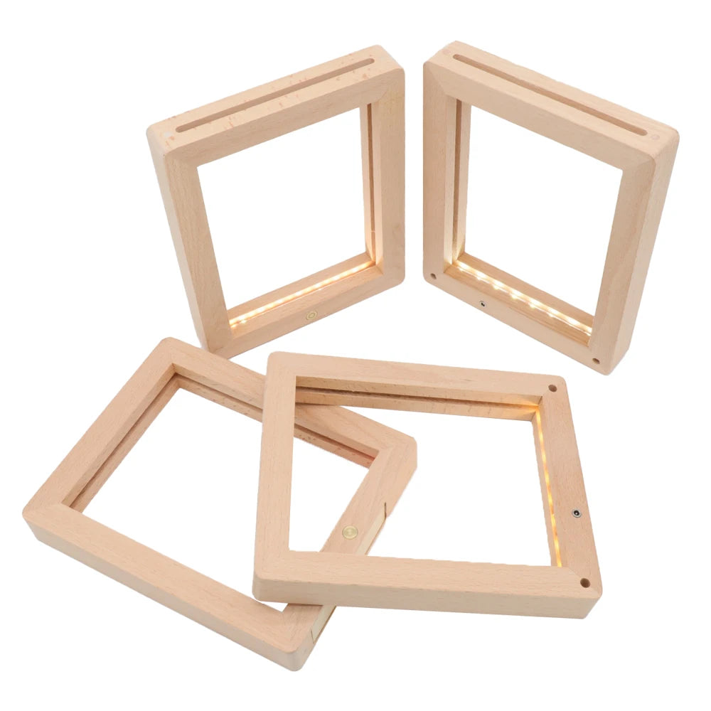 Artistic Wooden Photo Frame with LED Night Light Personalized Picture Acrylic Table Lamps for Photo Album Display