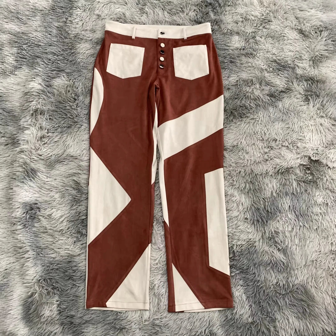 DENIMGUYS Men Pants&Trousers Custom French Terry Cotton Color Block Patchwork Street Casual Pants