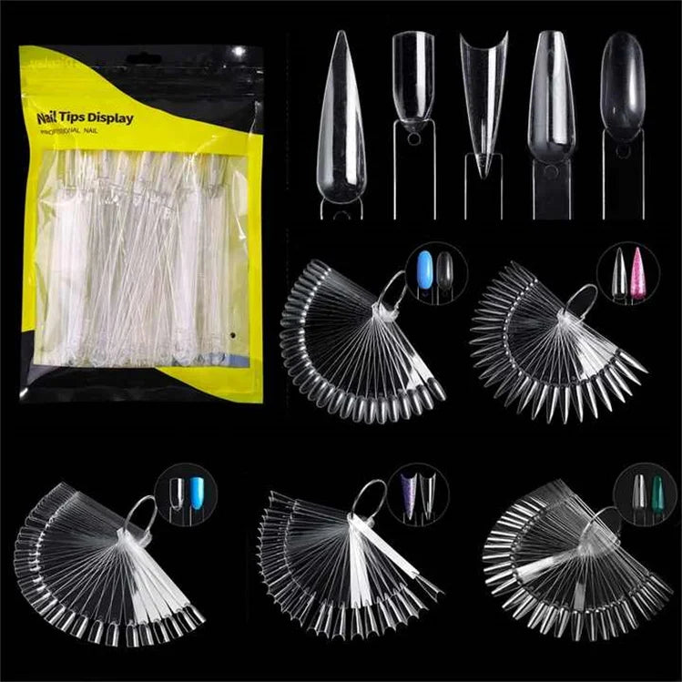 50pcs Pack OEM Brand Model NA-82 Clear Natural Nail Polish Practice Display Board Fan False Prolonychia Nail Art Polish Board