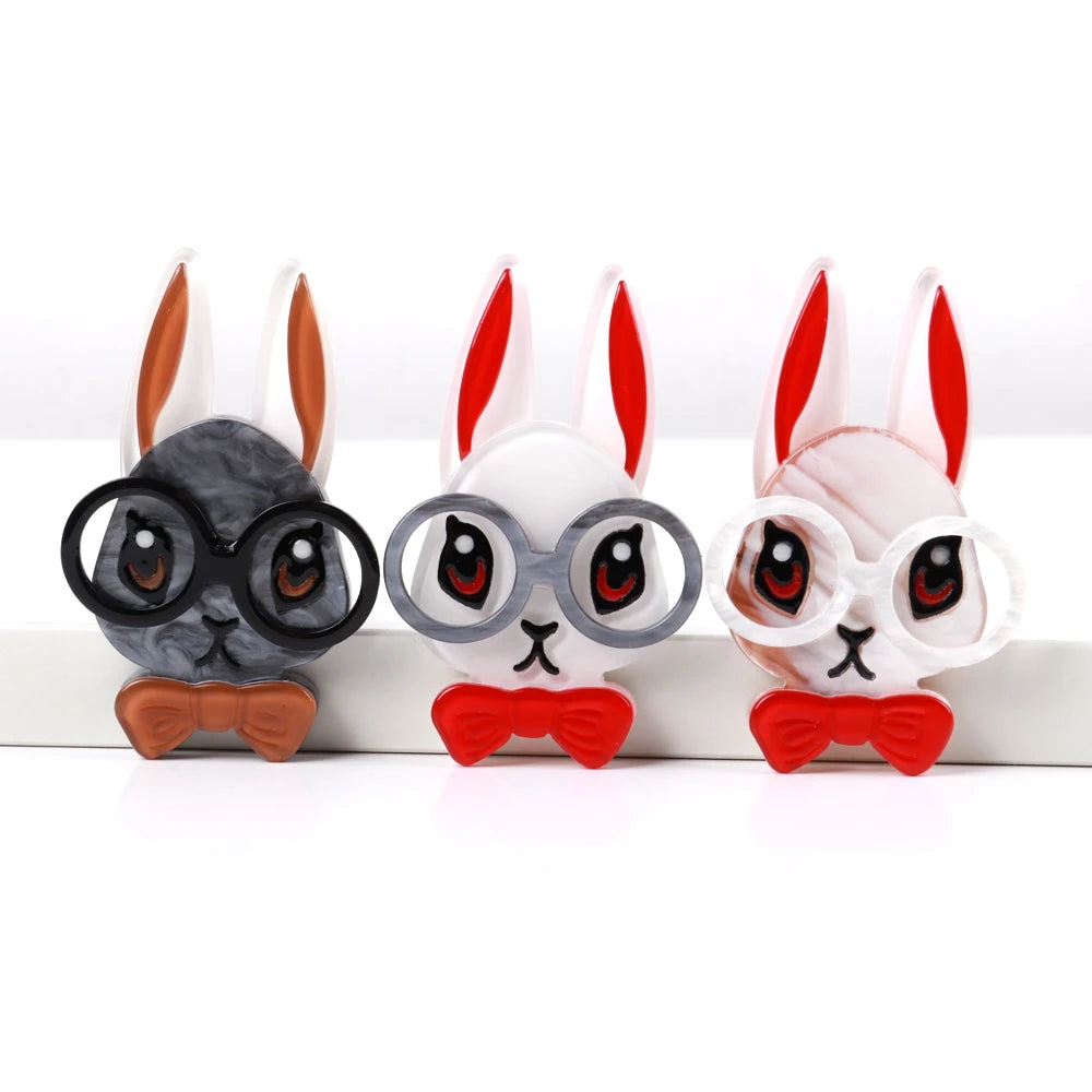 Wholesale Cute Rabbit Children's Acrylic Brooch Custom Logo Butterfly Bow Tie Glasses for Weddings and Gifts