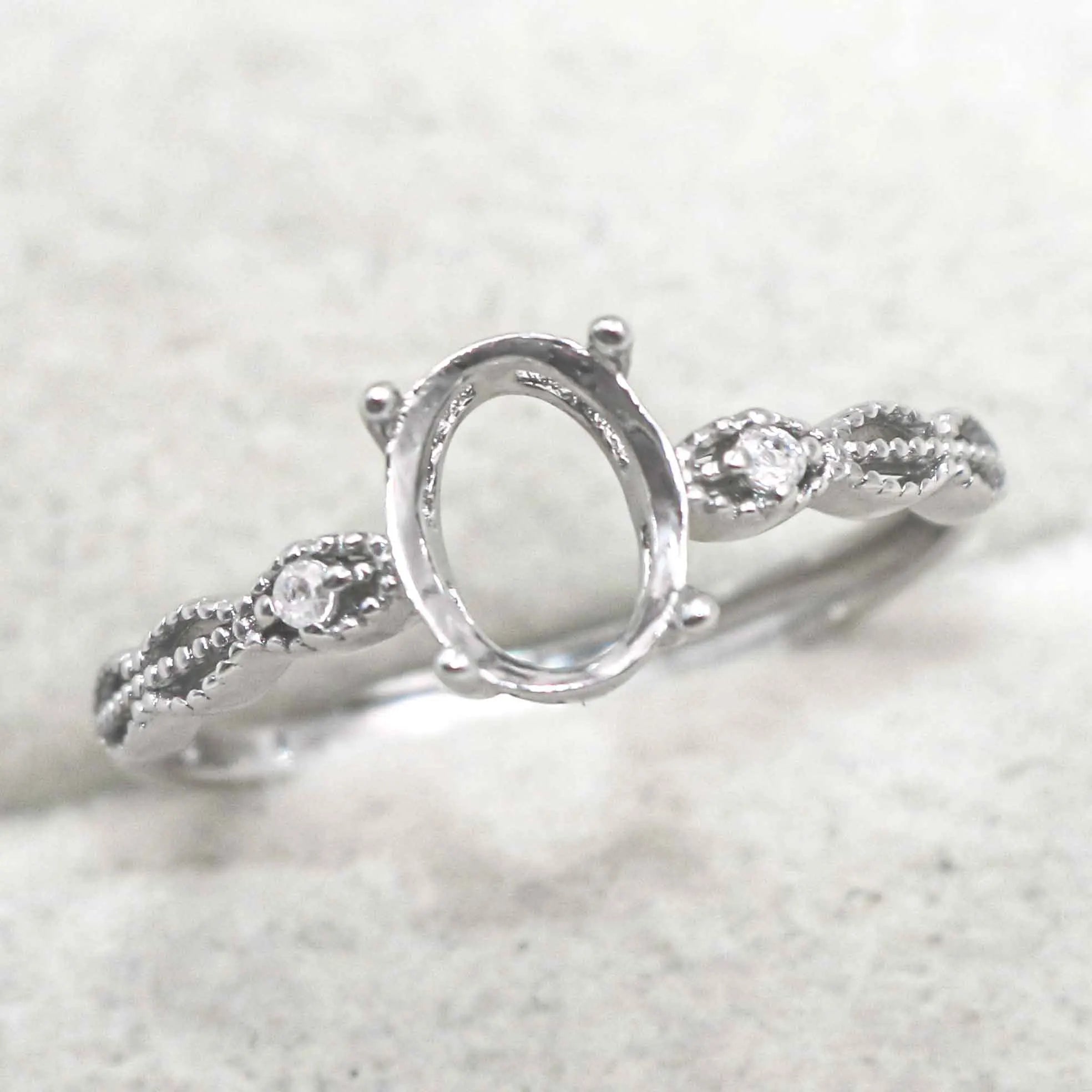 Sterling Silver 5*7/6*8/7*9/8*10mm Semi Mount Ring Empty Frame Blank Support Setting S925 Without Center Stone for DIY Inlay