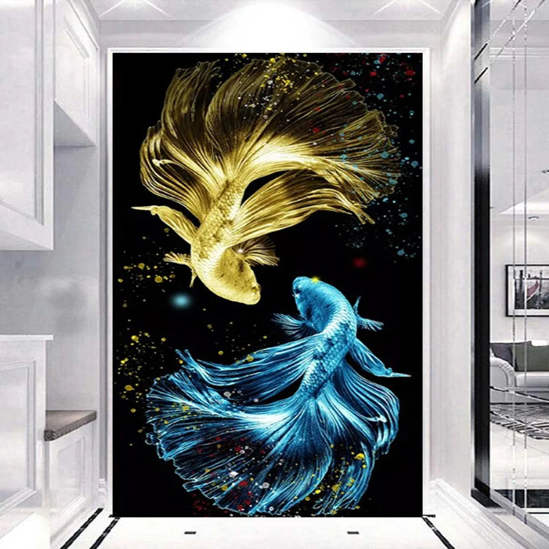 DIY 5D Diamond Painting Animal Fish Landscape Lotus Diamond Embroidery Full Drill Paintings Pictures Craft Home Decor Kits
