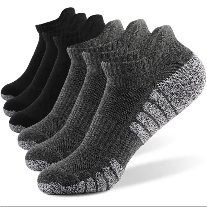 Wholesale Custom Logo Men Cotton Ankle Socks Unisex Thick Sports Socks Cushion Padded Autumn Knitted