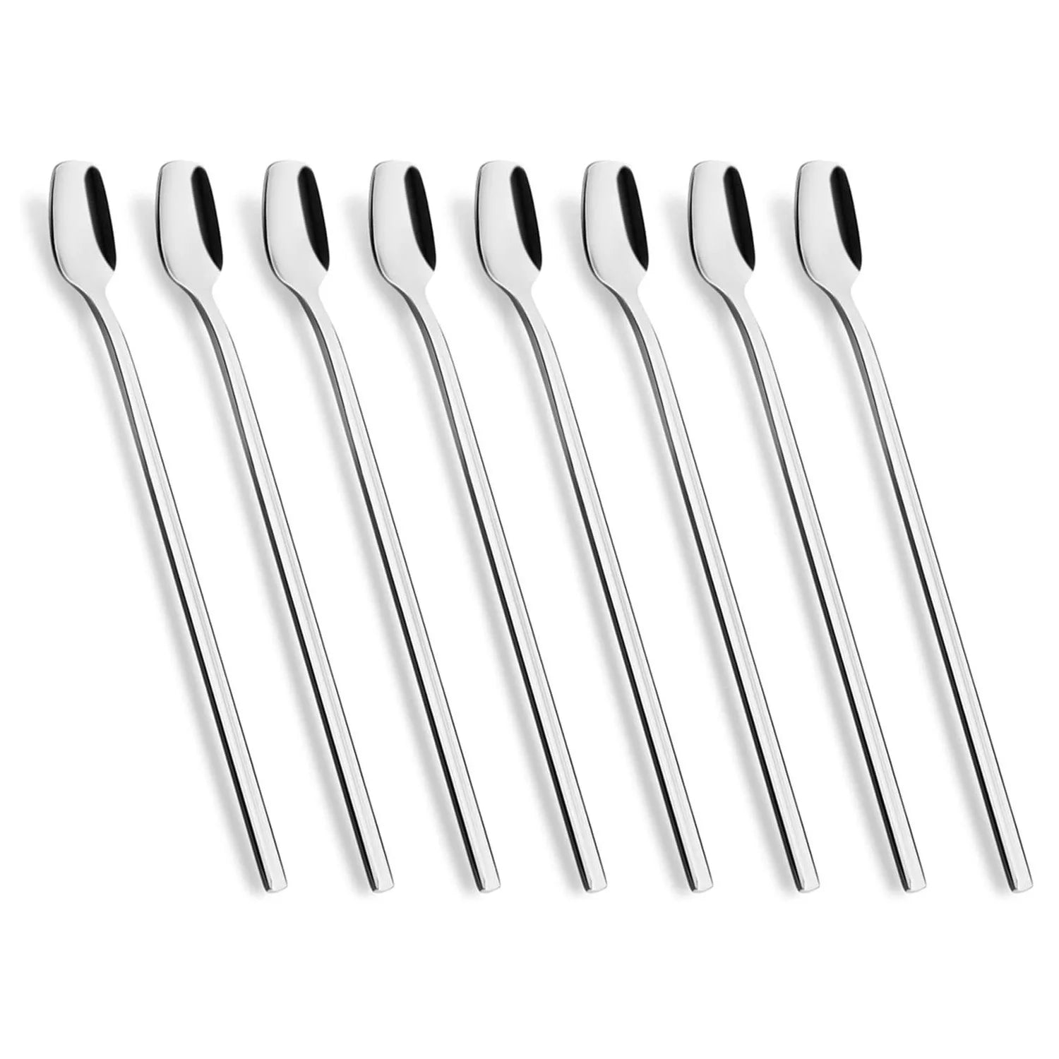 Square Head Shape Gold Stainless Steel Cutlery Wedding Party Serving Ice Cream Tea Coffee Dessert Cake Long Dinner Spoon