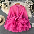 One Size Chiffon Chic Top Chiffon Shirt Women's Autumn New Ruffle Edge High Grade Bow Tie Shirt