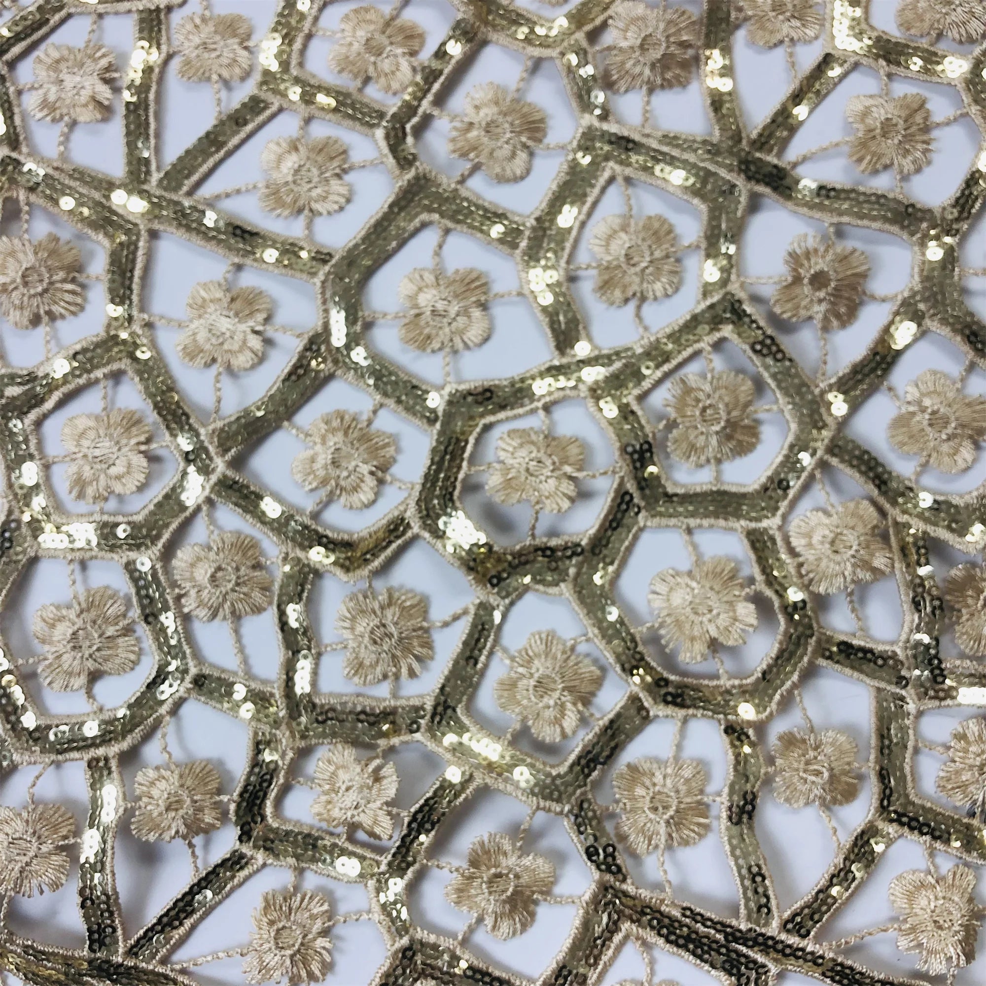 Water-dissolvent 100% Nylon Eco-friendly Sustainable Floral Pattern Embroidery Sequins Lace Fabrics for Women Business Luxury